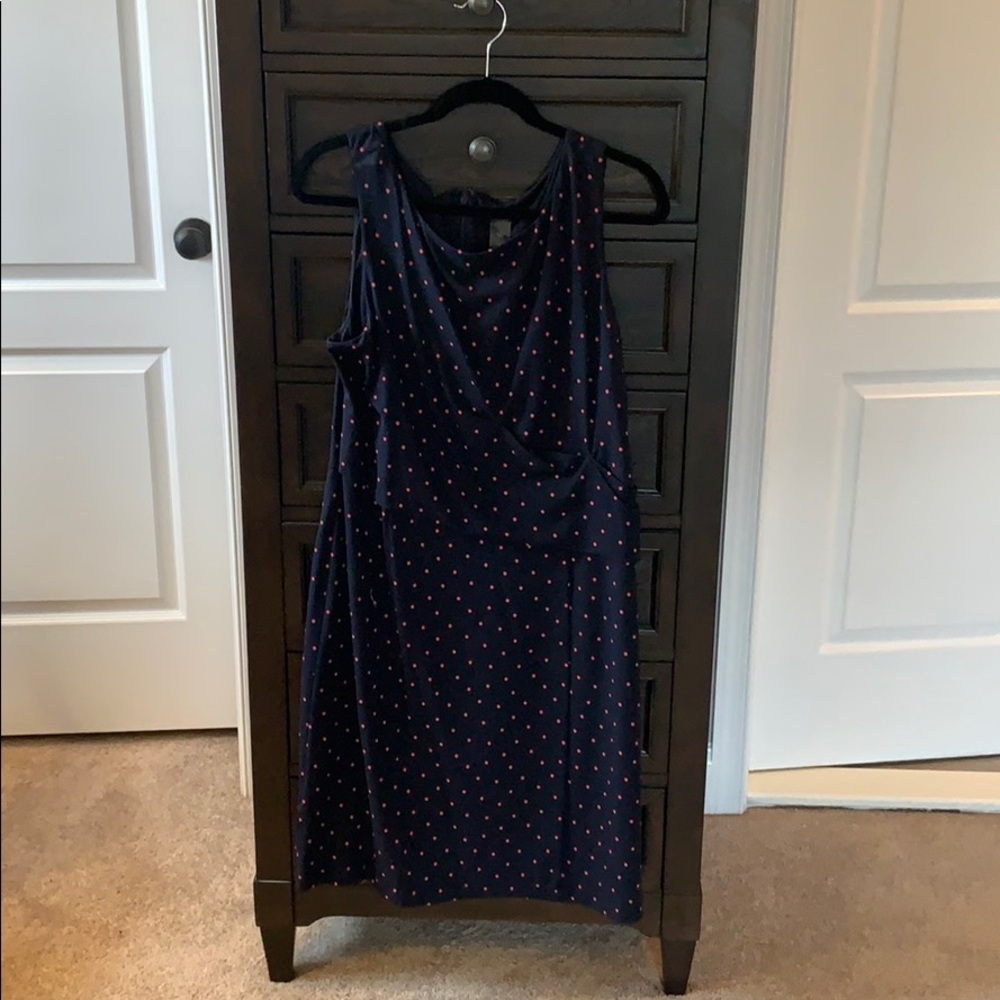 NWT New Ann Taylor Blue Polka Dot Dress Sz 16